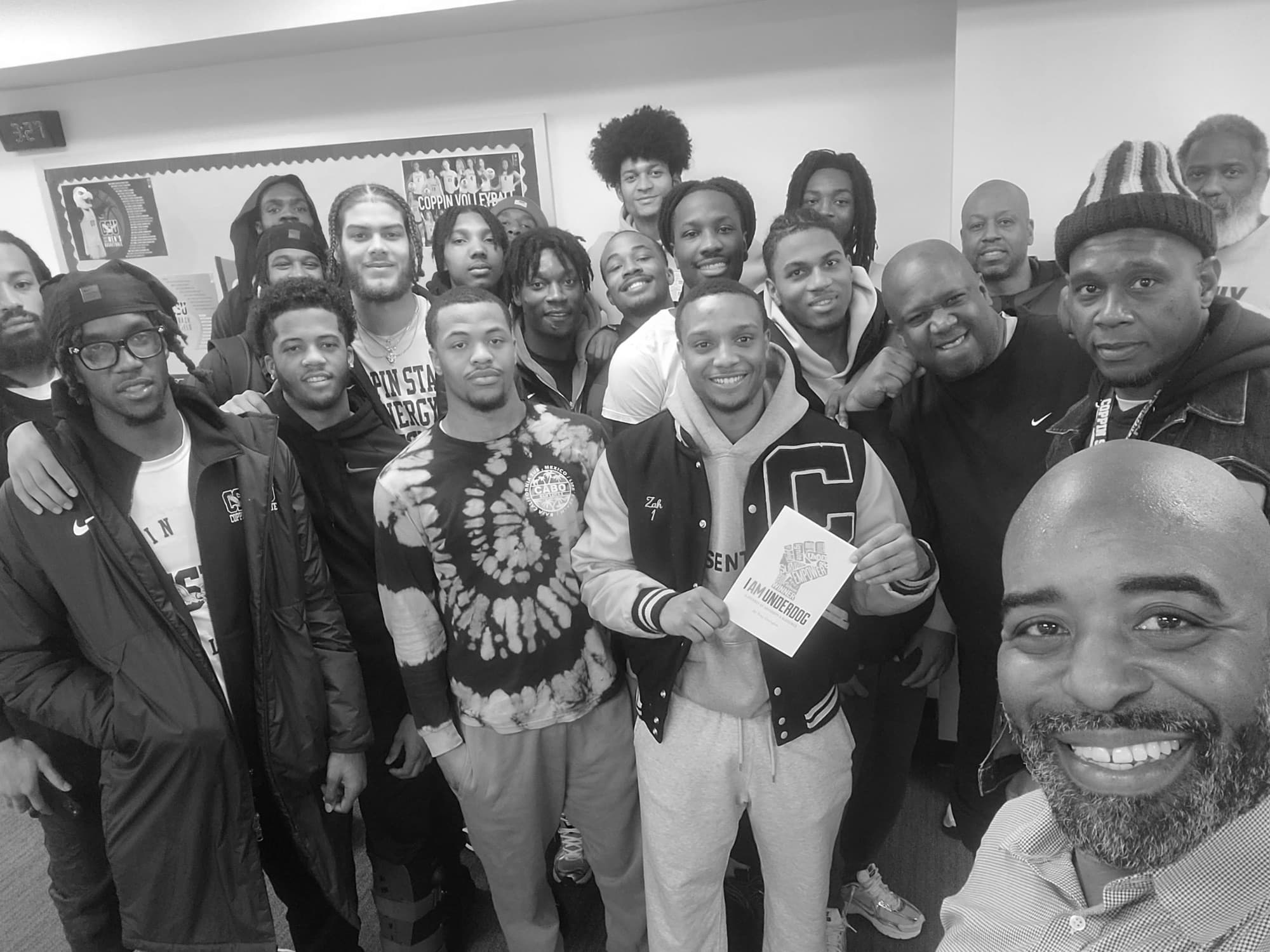 Tony Covington with a group of student-athletes
